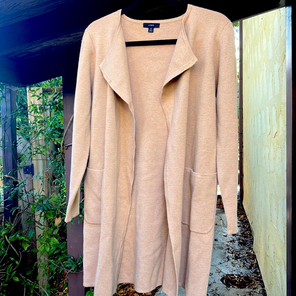 Minimalist chic Merino camel duster